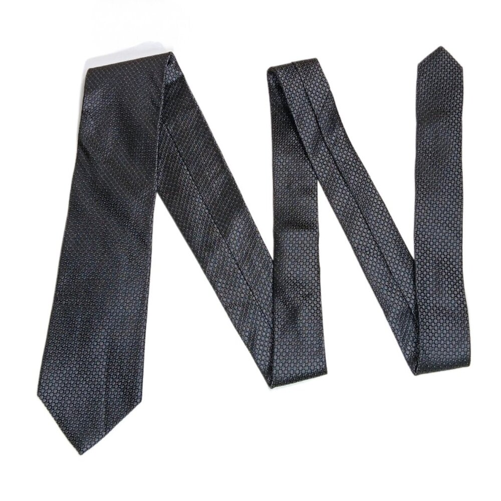 Calvin Klein Silk Tie Men’s 60” Black Woven Textured Preppy Designer Classic New - Picture 2 of 4